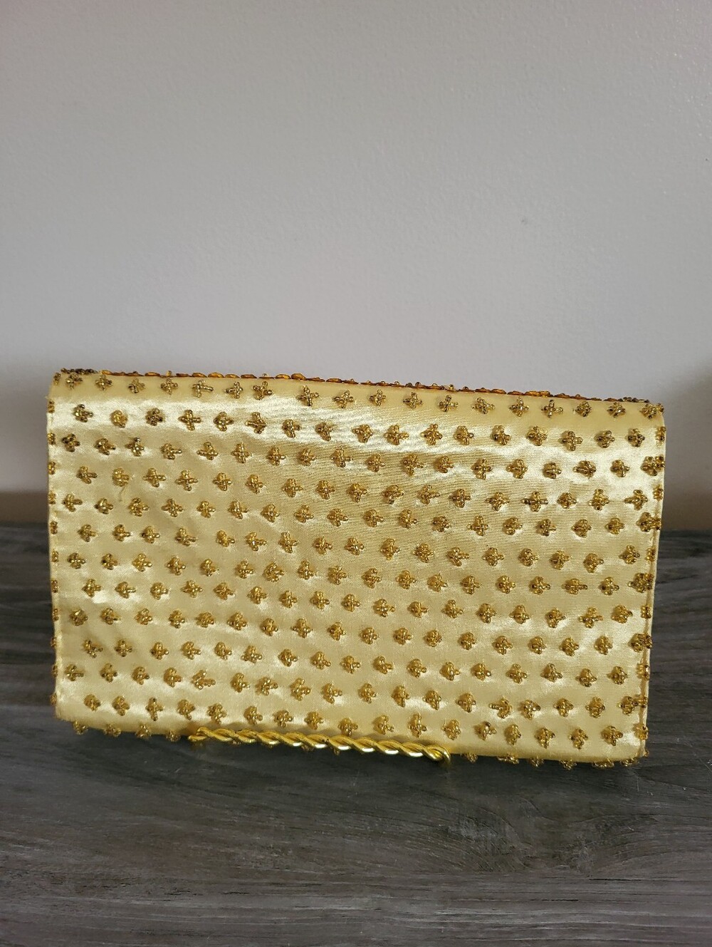Vintage Richere Gold Sequin Beaded Clutch Bag Hong Kong 1960s - Picture 6 of 13